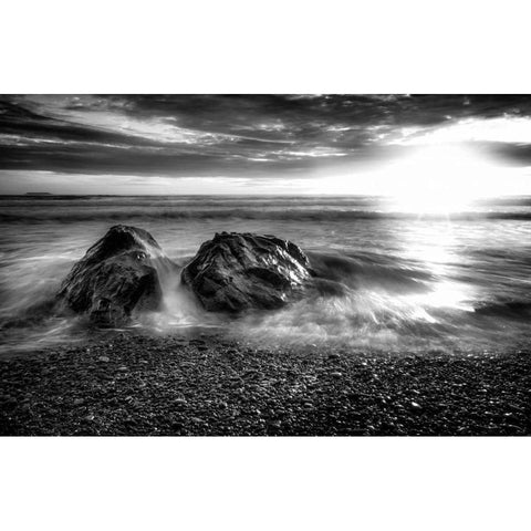 Old Friends BandW Black Modern Wood Framed Art Print with Double Matting by Kostka, Vladimir