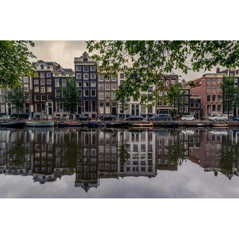 Amsterdam Reflections White Modern Wood Framed Art Print by Kostka, Vladimir