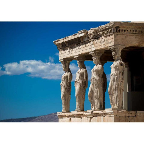 Greece Athens Acropolis Statues Gold Ornate Wood Framed Art Print with Double Matting by Kostka, Vladimir