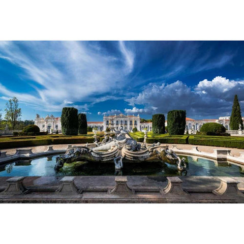 Portugal Palace 2 White Modern Wood Framed Art Print by Kostka, Vladimir