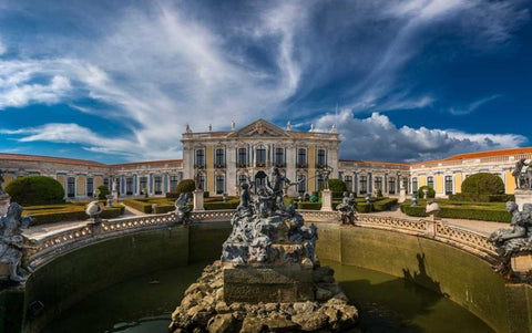 Portugal Palace 3 Black Ornate Wood Framed Art Print with Double Matting by Kostka, Vladimir