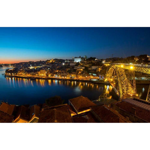 Portugal Porto Bridge Gold Ornate Wood Framed Art Print with Double Matting by Kostka, Vladimir