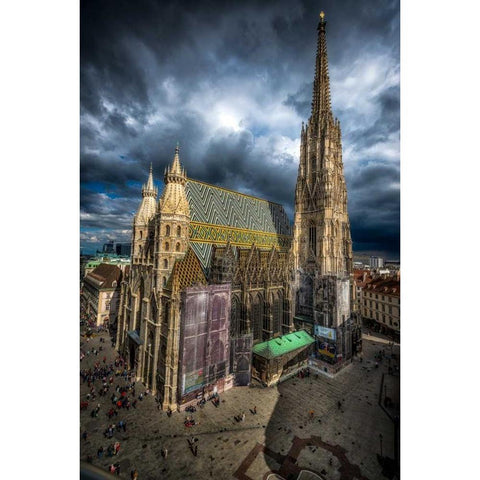 Vienna Cathedral White Modern Wood Framed Art Print by Kostka, Vladimir