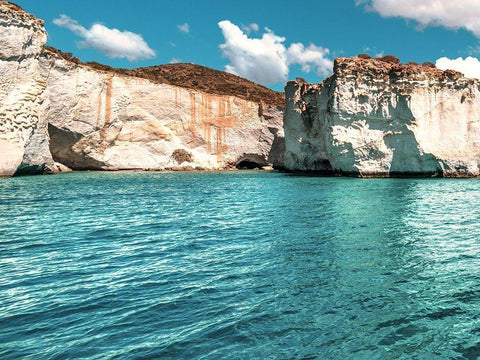 Rocks of Milos A White Modern Wood Framed Art Print with Double Matting by Kostka, Vladimir