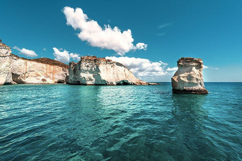 Rocks of Milos 1 White Modern Wood Framed Art Print with Double Matting by Kostka, Vladimir