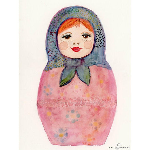 Nesting Doll 1 Black Modern Wood Framed Art Print with Double Matting by Barski, Karen