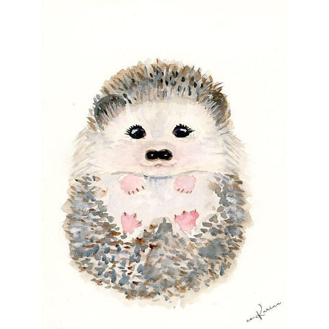 Hedgehog 1 Black Modern Wood Framed Art Print by Barski, Karen