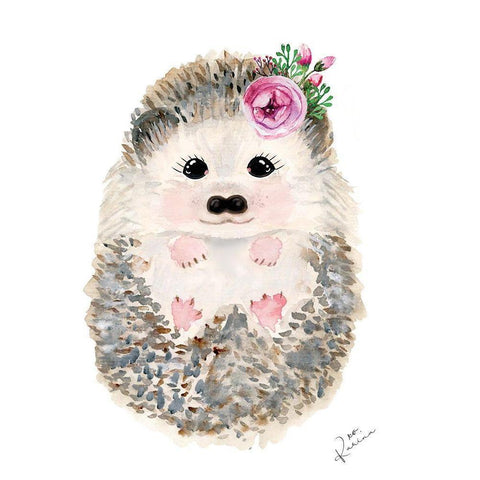 Hedgie 2 White Modern Wood Framed Art Print by Barski, Karen