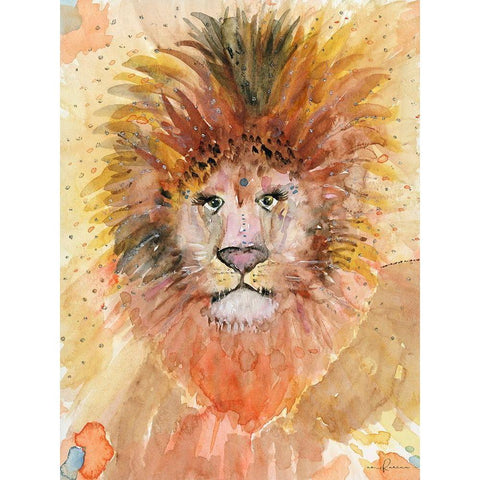 Watercolor Lion Gold Ornate Wood Framed Art Print with Double Matting by Barski, Karen