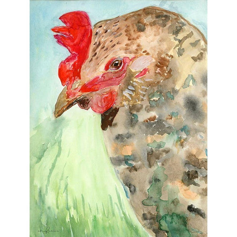 Watercolor Rooster Black Modern Wood Framed Art Print by Barski, Karen