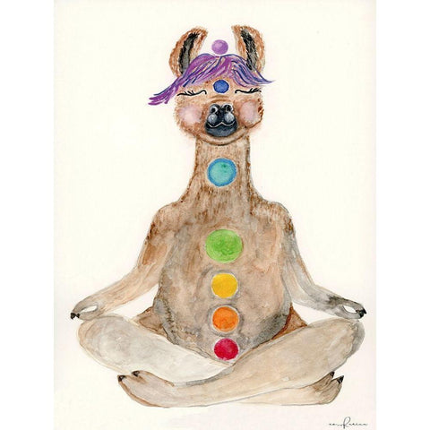 Meditating Llama Black Modern Wood Framed Art Print with Double Matting by Barski, Karen