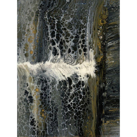 Wavy Crackle 1 Black Modern Wood Framed Art Print with Double Matting by Barski, Karen