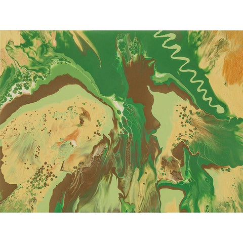 Green Splatter 1 Gold Ornate Wood Framed Art Print with Double Matting by Barski, Karen