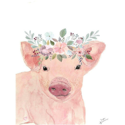 Pretty Pig Black Modern Wood Framed Art Print by Barski, Karen