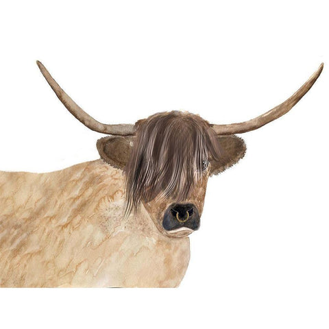 Steer Head Fashion White Modern Wood Framed Art Print by Barski, Karen