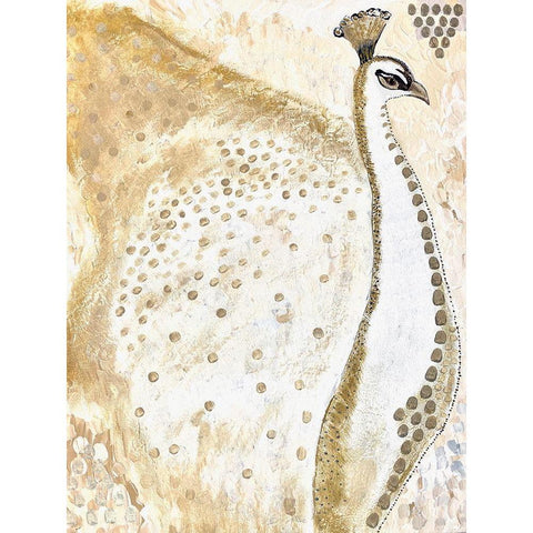 Albino Peacock Gold White Modern Wood Framed Art Print by Barski, Karen