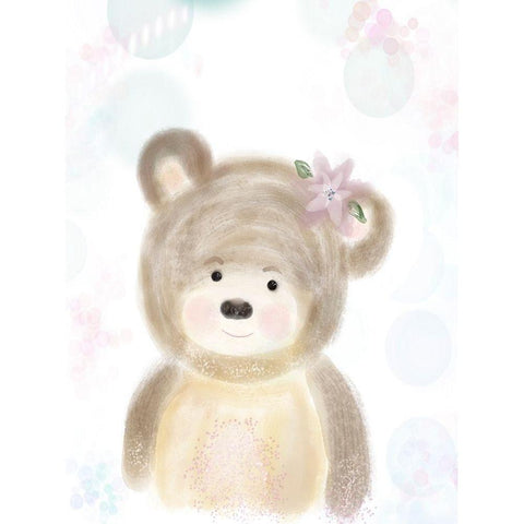 Adorable Bear White Modern Wood Framed Art Print by Barski, Karen