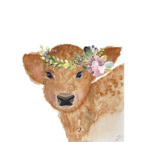 Young Calf Gold Ornate Wood Framed Art Print with Double Matting by Barski, Karen