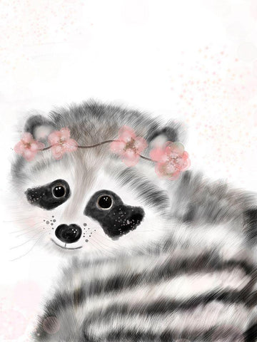 Fashionable Raccoon Black Ornate Wood Framed Art Print with Double Matting by Barski, Karen