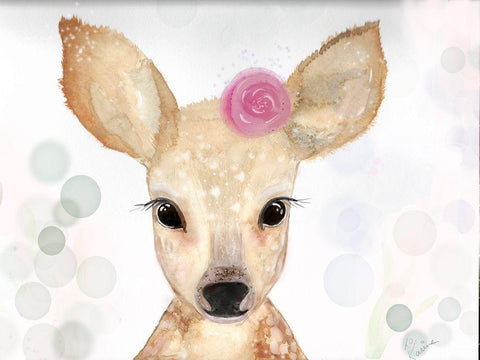 Cute Deer White Modern Wood Framed Art Print with Double Matting by Barski, Karen