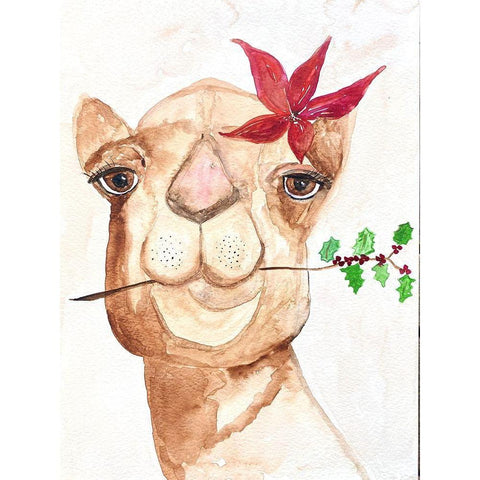 Xmas Camel Gold Ornate Wood Framed Art Print with Double Matting by Barski, Karen