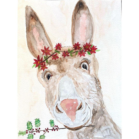 Xmas Donkey Black Modern Wood Framed Art Print by Barski, Karen