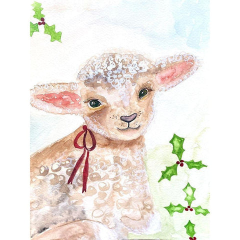 Xmas Lamb Black Modern Wood Framed Art Print with Double Matting by Barski, Karen