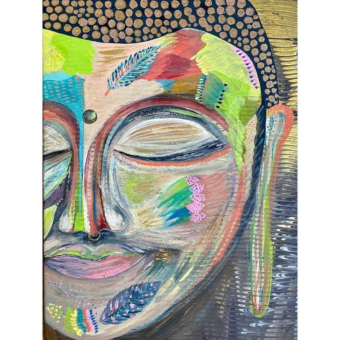 Eclectic Buddha Gold Ornate Wood Framed Art Print with Double Matting by Barski, Karen