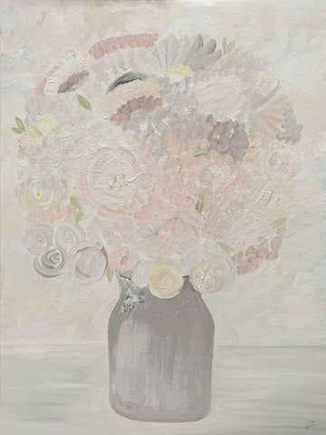 Neutral Floral Black Ornate Wood Framed Art Print with Double Matting by Barski, Karen