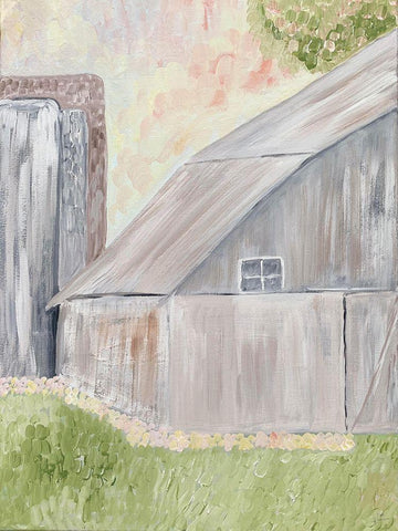 Watercolor Barn 1 White Modern Wood Framed Art Print with Double Matting by Barski, Karen