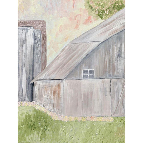 Watercolor Barn 1 White Modern Wood Framed Art Print by Barski, Karen