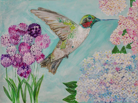 Feeding Spring Friend White Modern Wood Framed Art Print with Double Matting by Barski, Karen