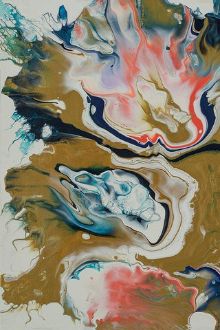 Vibrant Swirls Split 1 White Modern Wood Framed Art Print with Double Matting by Barski, Karen