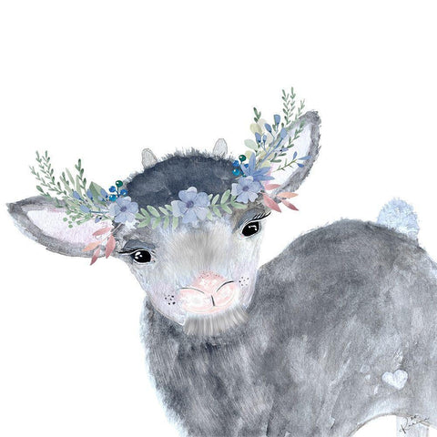 Festive Lamb White Modern Wood Framed Art Print with Double Matting by Barski, Karen