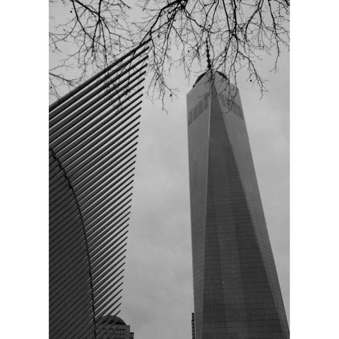 World Trade New York Black Modern Wood Framed Art Print by A.D. Lines