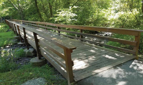 Eddys Bridge White Modern Wood Framed Art Print with Double Matting by Anonymous