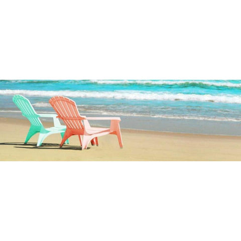 Bright Adirondak Chairs on the beach Black Modern Wood Framed Art Print by Foschino, Suzanne