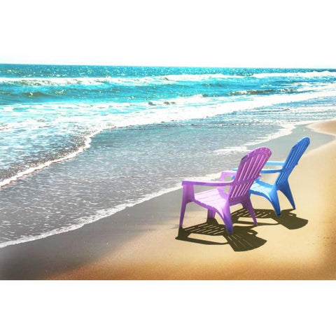 Bright Adirondak chairs right 1 Black Modern Wood Framed Art Print with Double Matting by Foschino, Suzanne