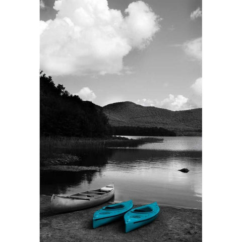 Kayak Teal Gold Ornate Wood Framed Art Print with Double Matting by Foschino, Suzanne