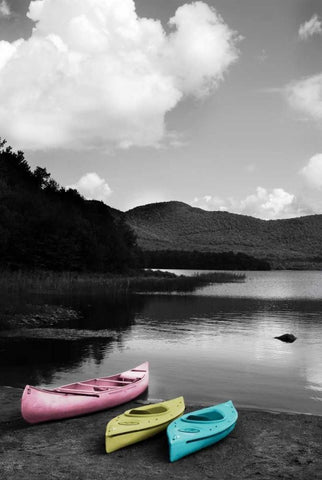 Kayak Pastels White Modern Wood Framed Art Print with Double Matting by Foschino, Suzanne