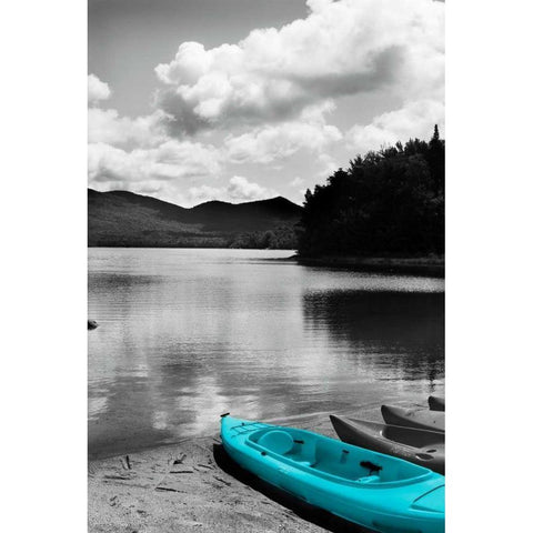 Kayak Teal Black Modern Wood Framed Art Print by Foschino, Suzanne