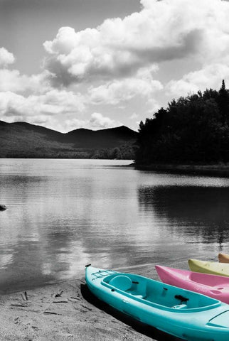 Kayak Pastels White Modern Wood Framed Art Print with Double Matting by Foschino, Suzanne