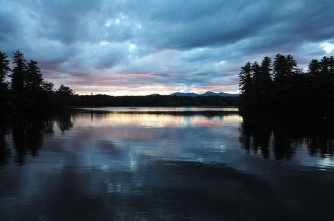 Sunset Lake Pink 2 Black Ornate Wood Framed Art Print with Double Matting by Foschino, Suzanne