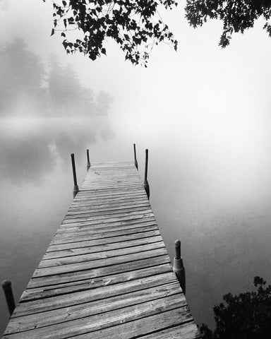 Foggy Dock BW 1 White Modern Wood Framed Art Print with Double Matting by Foschino, Suzanne