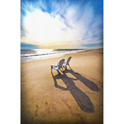 Beach Chairs Painting Gold Ornate Wood Framed Art Print with Double Matting by Foschino, Suzanne