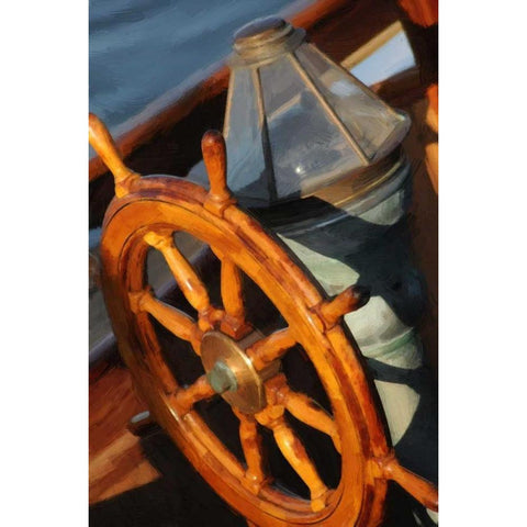Ships Wheel Black Modern Wood Framed Art Print by Foschino, Suzanne