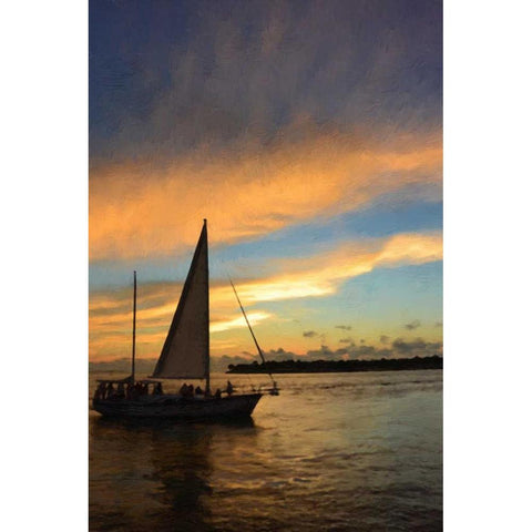 Sunset Sail Painting Gold Ornate Wood Framed Art Print with Double Matting by Foschino, Suzanne