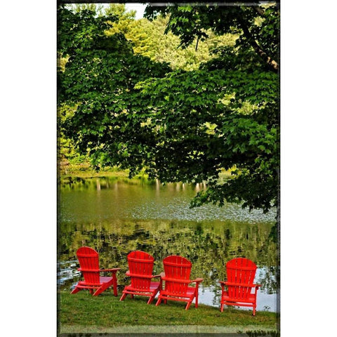 A Family Of Adirondak Chairs White Modern Wood Framed Art Print by Foschino, Suzanne