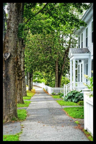 Country Town Sidewalk Black Ornate Wood Framed Art Print with Double Matting by Foschino, Suzanne