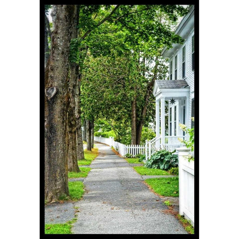 Country Town Sidewalk Black Modern Wood Framed Art Print with Double Matting by Foschino, Suzanne